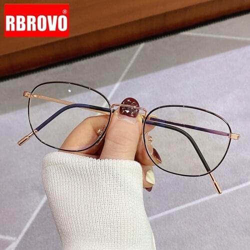 RBROVO Oval Women Glasses Frame Metal Eyewear Women Optical Brand Design Eyeglasses Frame Anti Blue Light Women Retro Okulary