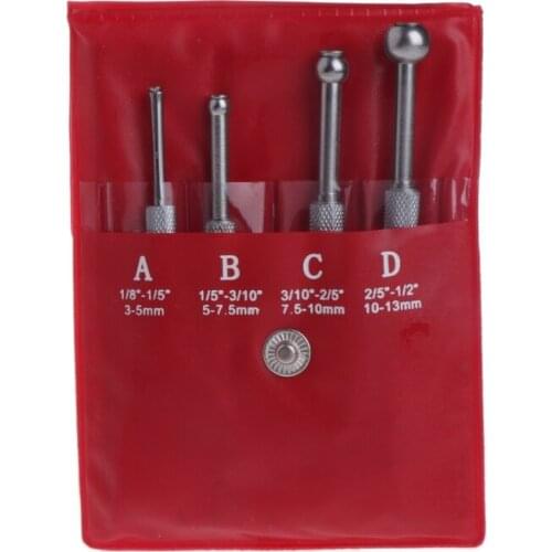 OOTDTY 4x Small Hole Bore Gauge Set Full Ball Type Gage 1/8~1/2" 0.125 - 0.5" 3-13mm