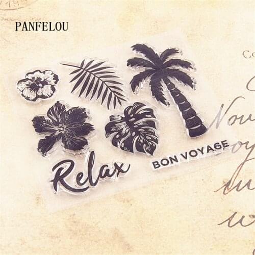 PANFELOU coconut trees Beach Transparent Clear Silicone Stamp/Seal DIY scrapbooking/photo album Decorative clear stamp sheets