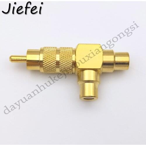 30pcs High Quality Gold Plated RCA Male to 2 Female RCA Splitter Adapter AV Video Audio T Plug RCA 3 way Plug Connector