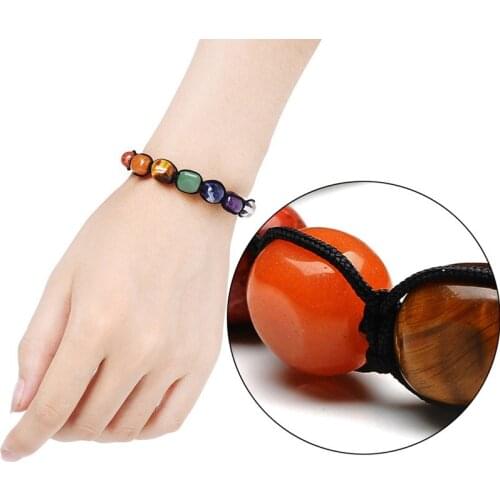 Chakra Natural Stone Handmade Braided Lava Bracelets Men Women Adjustable Energy Colorful Healing Beaded Bracelet Jewelry Gifts