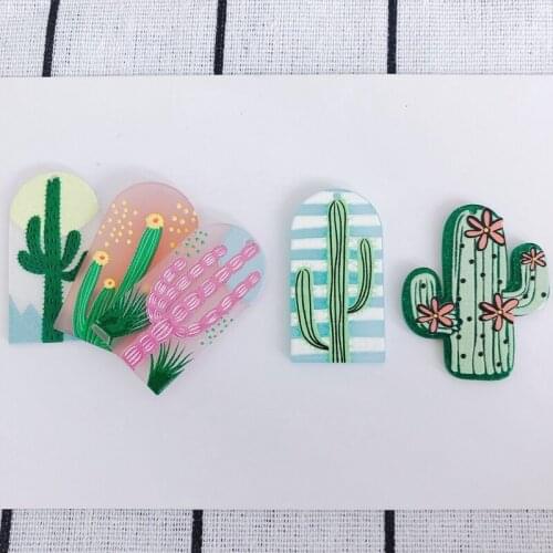 2021 Popular Trend Cactus Print Pattern Acrylic Pendant Fun Geometric Arch Candy Colors Womens Earrings Party Gifts