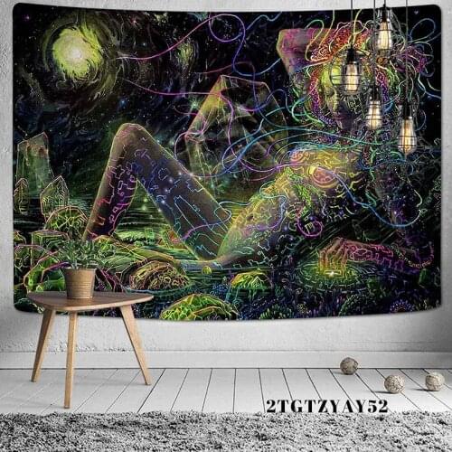 Psychedelic Tapestry Abstract Girl Hippe Wall Hanging Tapestries for Bedroom Dorm Home Decor