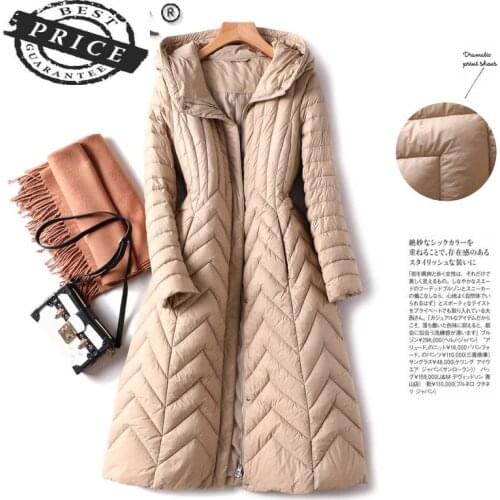 Down Womens Winter Jacket Long 20% White Duck Down Coat Female Warm Hooded Parkas Woman Slim 2021 Mujer Chaqueta LW5a21