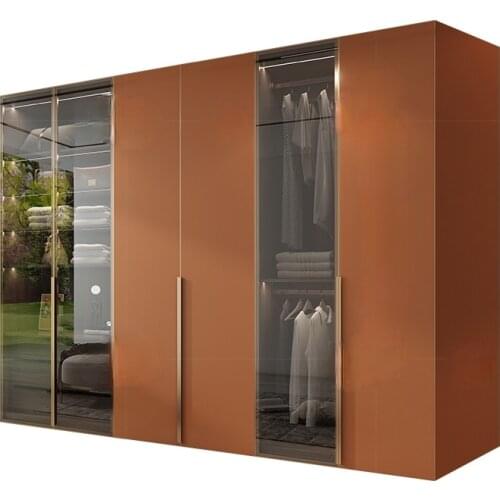 Customized wardrobe glass door open walk-in cloakroom luxury furniture