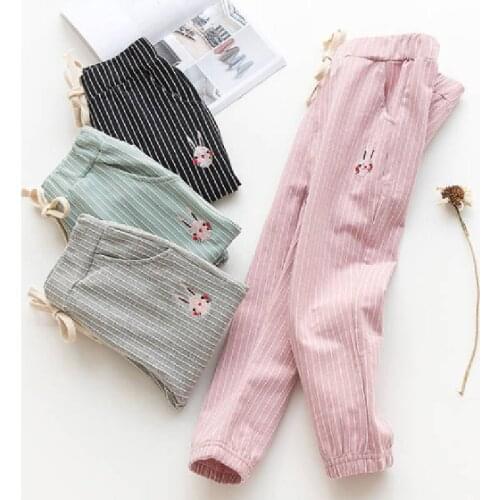 Pants For Girls Spring Autumn Cotton Stripe Legging Thin Boys' Long Baby Loose Casual Sports Trousers