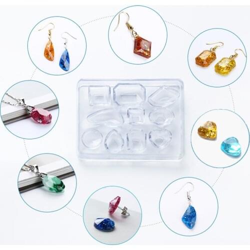 Silicone Casting Mold For DIY Resin Jewelry Earrings Pendants 10 Shapes Silicone Casting Mold Tools For Clay Epoxy Resin