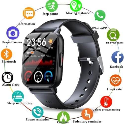 GEJIAN Smart Watch Heart Rate Blood Pressure Thermometer For Android Ios IP67 Waterproof Fitness Watch For Men Women Smartwatch
