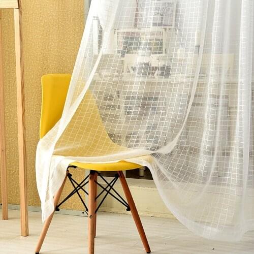 Modern Classic Plaid Sheer Curtain For Living Room Bedroom White Voile Tulle Curtains Blinds Window Treatments Customized Drapes