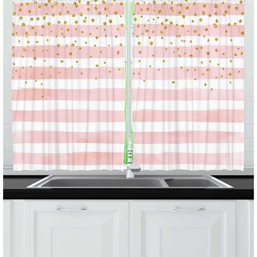 Modern Curtains Striped Pattern Dots Print Living Room Decor Curtains Bedroom Window Drapes Curtains for Kitchen