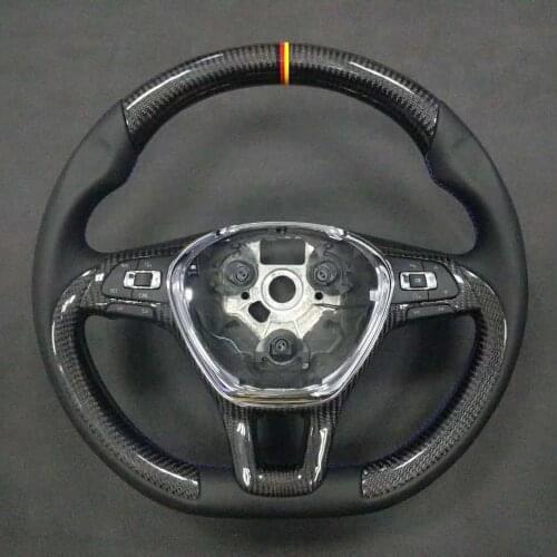 Cuatomized Real Carbon Fiber Sports Steering Wheel Alcantara Leather compatible for Volkswagen Bora 2015-2021