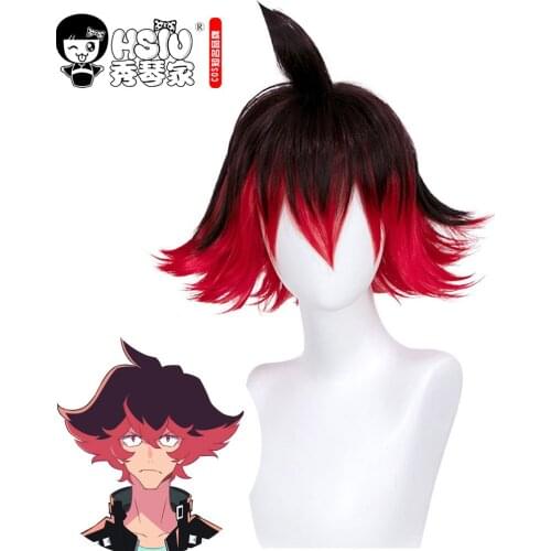 HSIU Anime PROMARE Gueira Cosplay Red Short hair Party Halloween boy Cosplay Wig Fiber Synthetic Short Hair