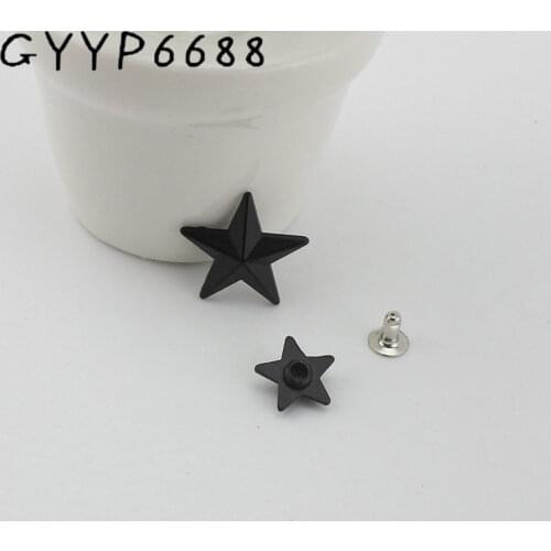 10pcs Dark black Pentagram cover rivet Head Feet Solid Rivets Fasteners High Quality Leather Crafts Bags shoes Studs