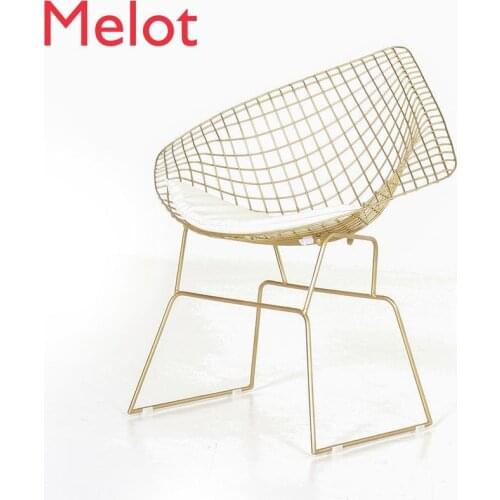European-Style Iron Couch Outdoor Casual Metal Designer Chair Simple Hollow Wire Mesh Chair Creative Armchair Quality Durable