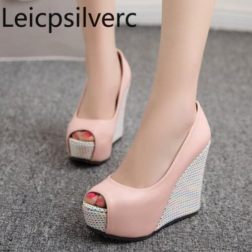 Womens Sandals summer new style fashion Color matching Fish mouth Open toe Wedge High heel Womens shoes plus size 33-42