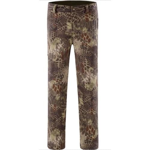 Winter men military tactical army camouflage shark soft shell long trousers outdoor hunt sports waterproof fleece thermal pants