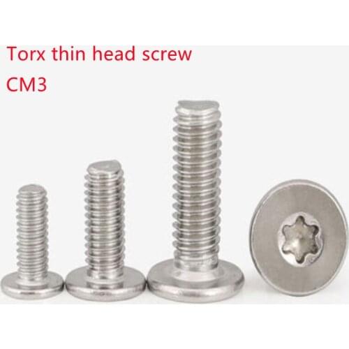 50pcs torx thin head screw CM M3*3/4/5/6/8/10/12/16 304 A2 Stainless Steel Torx Six-Lobe Ultra Thin Flat Wafer Head Screw Bolt
