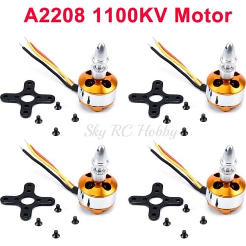 1 / 2 / 4 PCS A2208 KV1100 2208 1100KV Brushless DC Electric Motor for RC Airplanes / Boat / Vehicle Model Glider Plane Kit