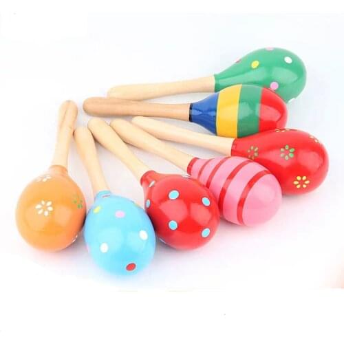 1Pcs Infant Toddlers Wood Sand Hammer Wooden Maraca Rattles Sand Hammer For Kids Musical Party Favor Child Baby Shaker Toy