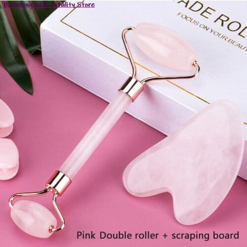 2pcs/set Face Massage Roller Gua Sha Scraper Board Face Lift Up Wrinkle Remover