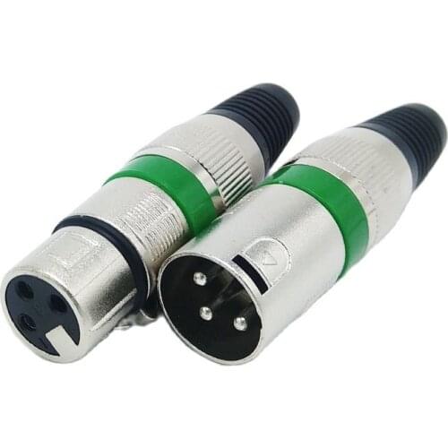 3Pin XLR connector Female Male connector 3pin XLR Speaker amplifier player Microphone cable connector 10pcs Green colour