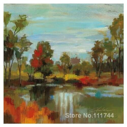 Abstract painting Hidden Pond Hues I by Silvia Vassileva art for living room Hand painted High quality