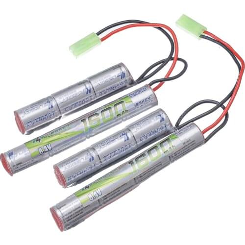 2pcs Limskey 2/3A 8.4v 1600mAh Butterfly Nunchuck NIMH Battery Pack with Mini Tamiya Connector for Airsoft Guns M110, SR25, M249