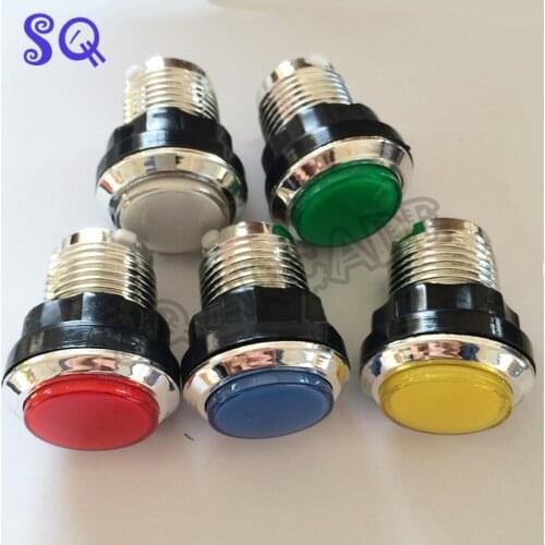1pc free shipping CHROME Plated illuminated 12v LED Arcade Push Button with microswitch 5 colors