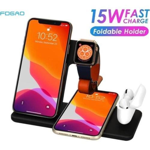 20W Fast Qi Wireless Charger Stand For iPhone 12 11 X XS XR 4 in 1 Charging Dock Station for Apple Watch 6 5 4 3 2 Airpods pro