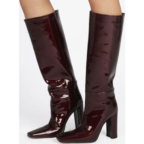 Customized Big Size Shoes 47 Simple Solid Boots for Women Casual Slip on Shoes Winter Boots High Heel Short for Ladies