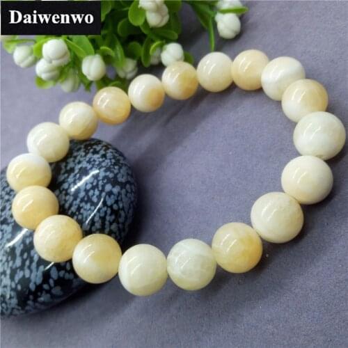 Natural Stone Beige White Chrysoprase Beckite Jasper Beads Bracelets Charm