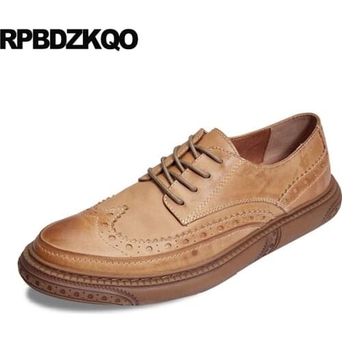 New Brogue Wingtip British Style Slip Resistant Runway Driving Brand Men Oxfords Shoes Handmade Genuine Leather Casual Spring