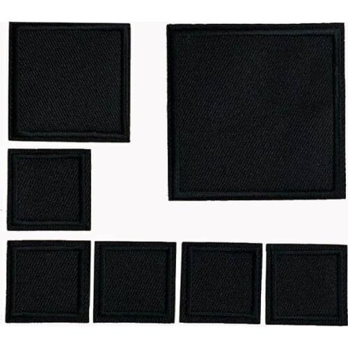 5Pcs Black Square Embroidered Patches For Clothes Iron on Patch Applique Sticker DIY Badges Apparel Accessories