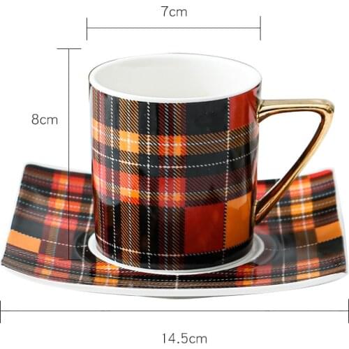 European-style home ceramic square glazed coffee cup dish office business with dish coffee cup flower tea cup milk cup