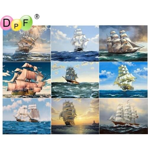 DPF diamond embroidery sailboat diamond painting cross stitch crafts diamond mosaic kit square/round rhinestone home decor