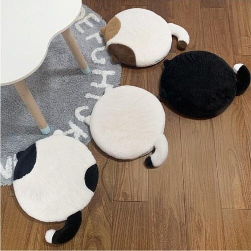 Imitated Rabbit Fur Plush Cushions Removable and Washable Slow Rebound Memory Foam Cute Cartoon Animal Cat Round Butt Cushion