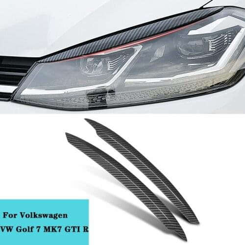 Carbon Look Headlights Eyebrow Eyelids ABS Chrome Trim Cover Sticker for Volkswagen VW Golf 7 MK7 GTI R 2018-2012