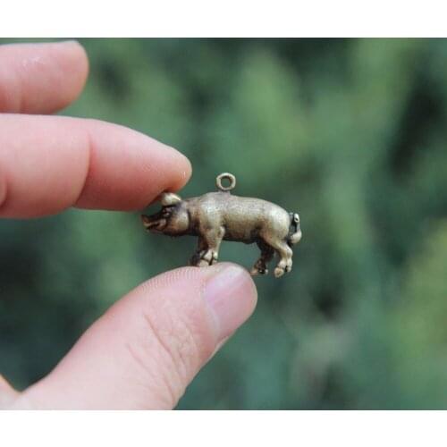 China 100% Pure Bronze Zodiac Animal Pig Hog Swine Sculpture Amulet Pendant