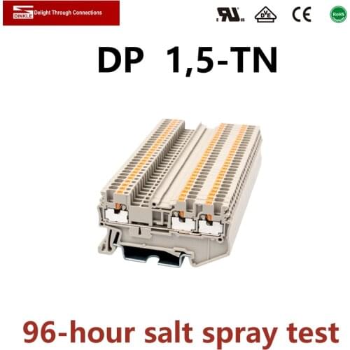 DINKLE DP1.5-TN one in two output Spring-cage Strip Wire Connection Electrical Connector Din Rail Terminal Block Phoenix ST1.5