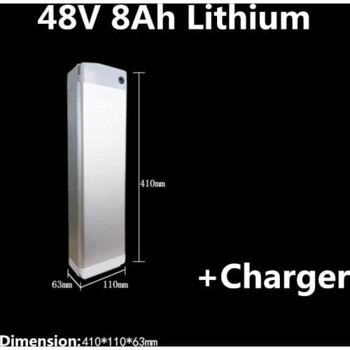 E-bike lithium battery pack 48V 8Ah bicycle carrier type portbable battery for electric scooter mountain bike +2A charger
