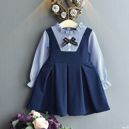 Kids Clothing Sets Princess Baby Girls Clothes Long-sleeved Dress Girl Striped Long-sleeved Dresses Children Vestidos 2020