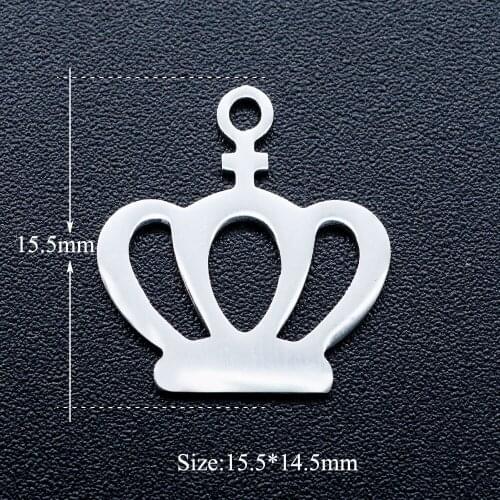 5pcs/lot 316L Stainless Steel Crown DIY Charm Pendant Wholesale Jewelry Finding Supplies Never Tarnish Charms for Necklaces