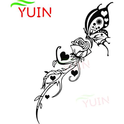 Beautiful Rose Butterfly Car Sticker Art Style PVC Body Window Decoration Stickers Cars Accessories Fashion Waterproof Decal