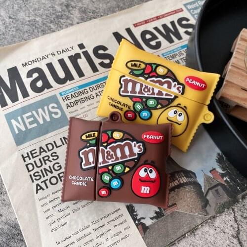 Cute Chocolate M bean candy 3D earphone silicone case for Apple Airpods 1 2 pro wireless bluetooth Headphone protective Cover