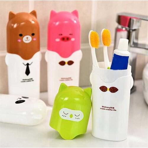 Cartoon Travel Toothbrush Storage Box Portable Outdoor Camping Plastic Toothpaste Towel Box Bathroom Storage Organizer Accessori