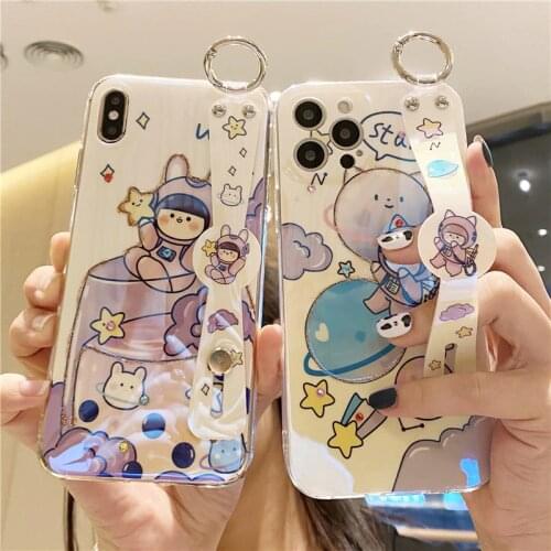 Blu-ray Cute Balloon Girl Soft Case For Xiaomi POCO X3 NFC M3 Mi 11 Ultra 10T Lite Redmi Note 10 Pro 9S 9T 8 Wrist bracket Cover