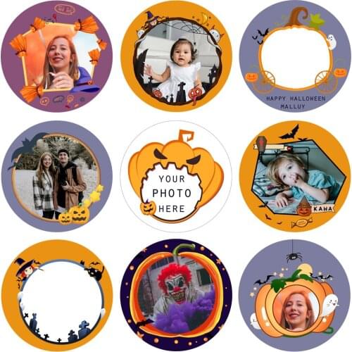 Halloween Custom Stickers Label Printing Photo Personalized Design Labels Pumpkin Ghost Candy Gift Package Self-Adhesive Sticker