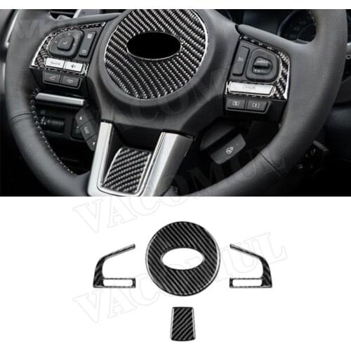Carbon Fiber Car Steering Wheel Logo Trim Frame Decal Button Moulding Cover Stickers For Subaru Forester 2016-2018 Accessories