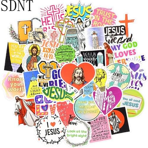 50 PCS Jesus Christian Stickers Religion Sayings Blessing Cartoon Graffiti Scrapbook Guitar Bike Car Laptop Stickers Decal Vinyl