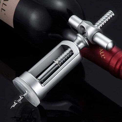 New Red Wine Bottle Opener Zinc Alloy Corkscrew Lock Design Cork Puller Remover Champagne Opening Tools Kitchen Bar Supplies